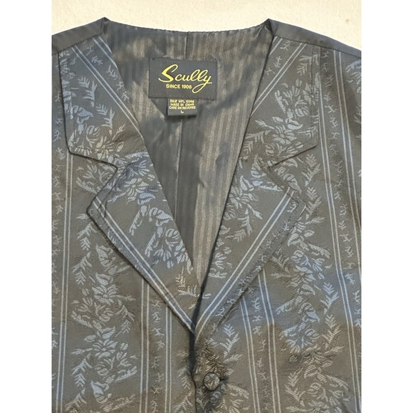 NWT Scully Floral Jacquard Eaton Vest Mens sz.L Waist Coat Western Wedding Black - Picture 3 of 6
